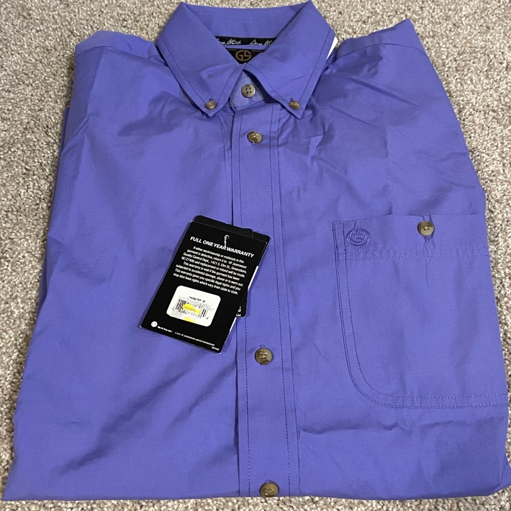 NWT Wrangler Mens Blue Button Down- Size M